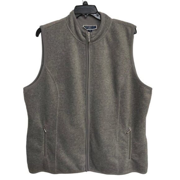 KARIN SCOTT SPORT Women's Fleece Vest Plus-Size‎ 2X Grey Zip Pockets Zip Front - Picture 1 of 10